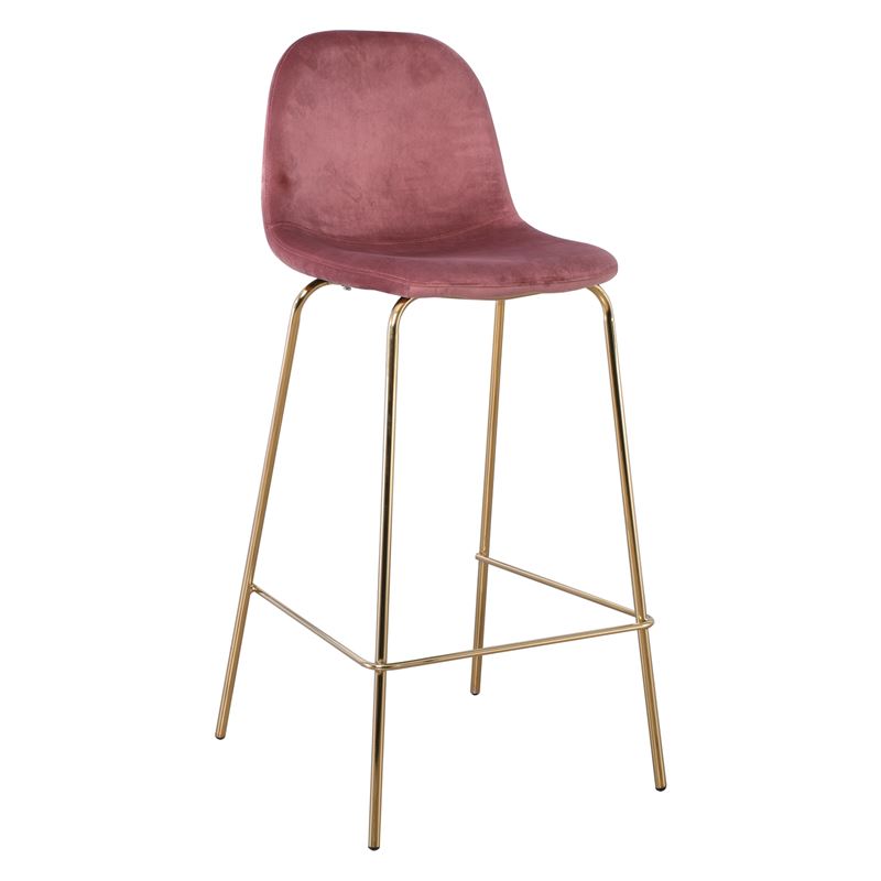 Σκαμπώ BAR Χρώμιο Χρυσό - Velure Antique Pink 1