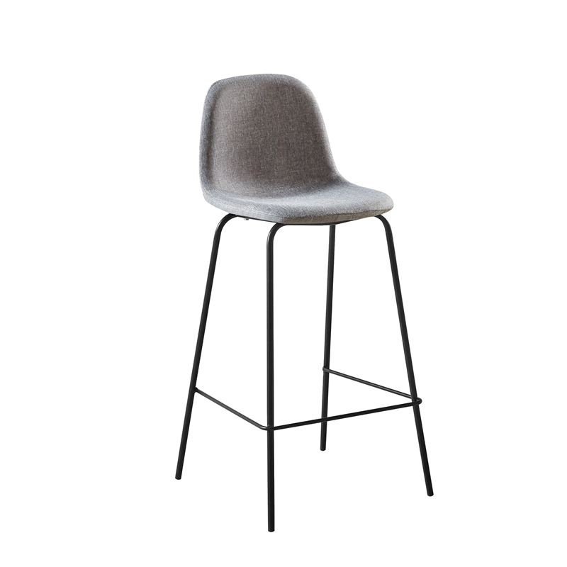 Σκαμπώ BAR (καθ.67cm) Μέταλλο Βαφή Μαύρο - Ύφασμα Γκρι 1