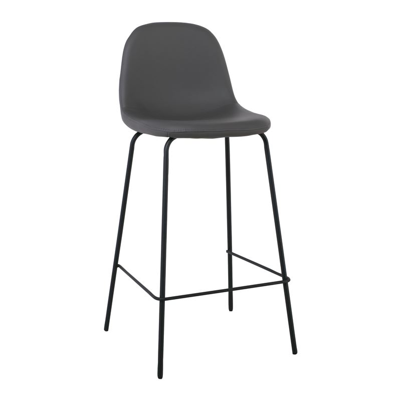 Σκαμπώ BAR (καθ.67cm) Μέταλλο Βαφή Μαύρο - Pvc Γκρι 1