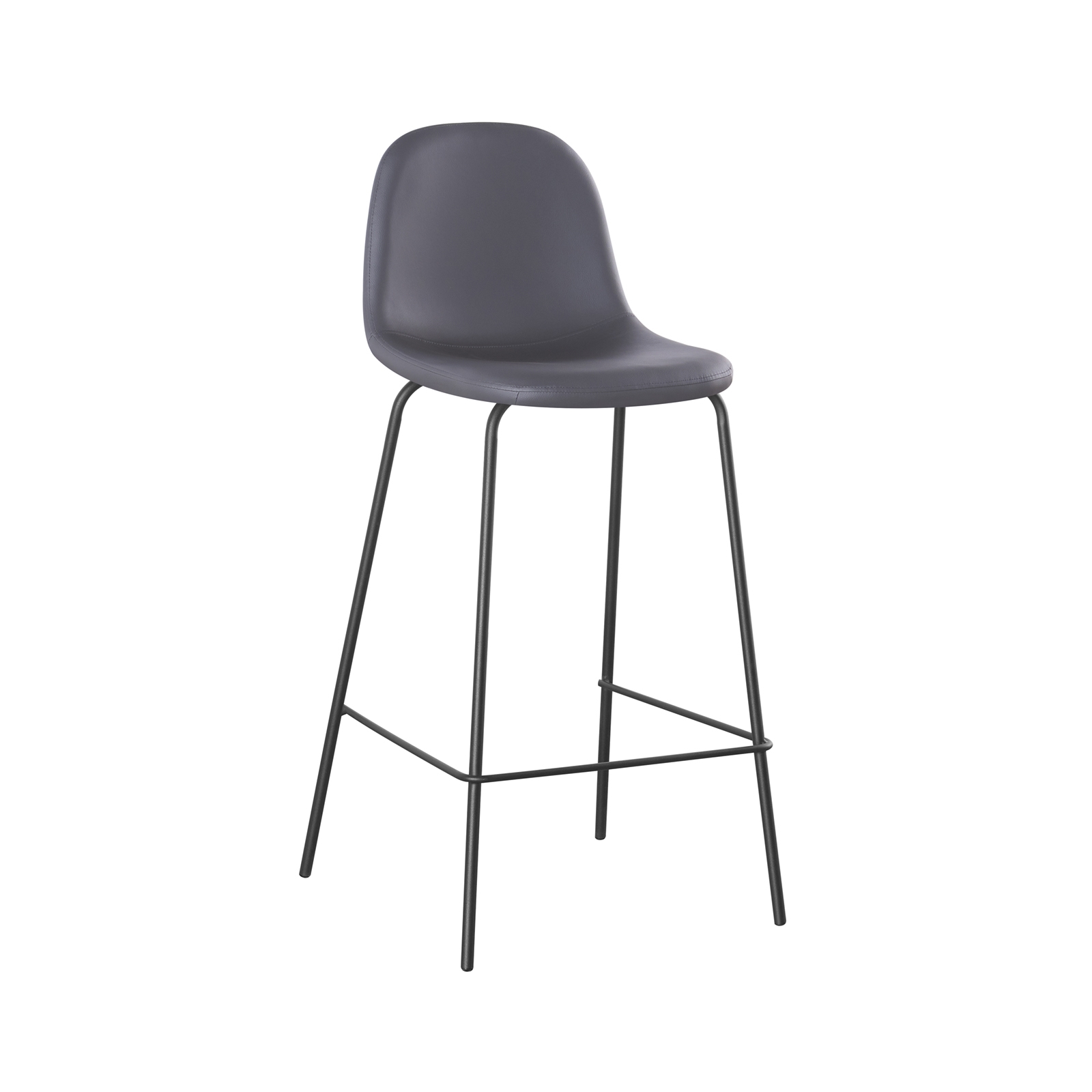 Σκαμπώ BAR (καθ.67cm) Μέταλλο Βαφή Μαύρο - Pvc Γκρι 2
