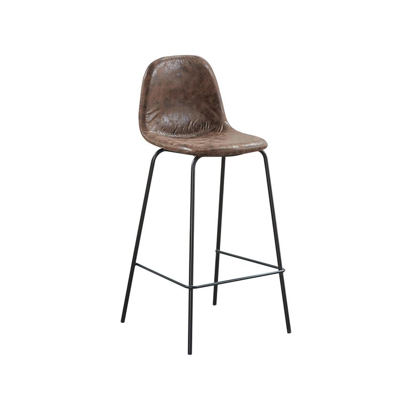 Σκαμπώ BAR (καθ.67cm) Μέταλλο Βαφή Μαύρο - Ύφασμα Suede Καφέ 1