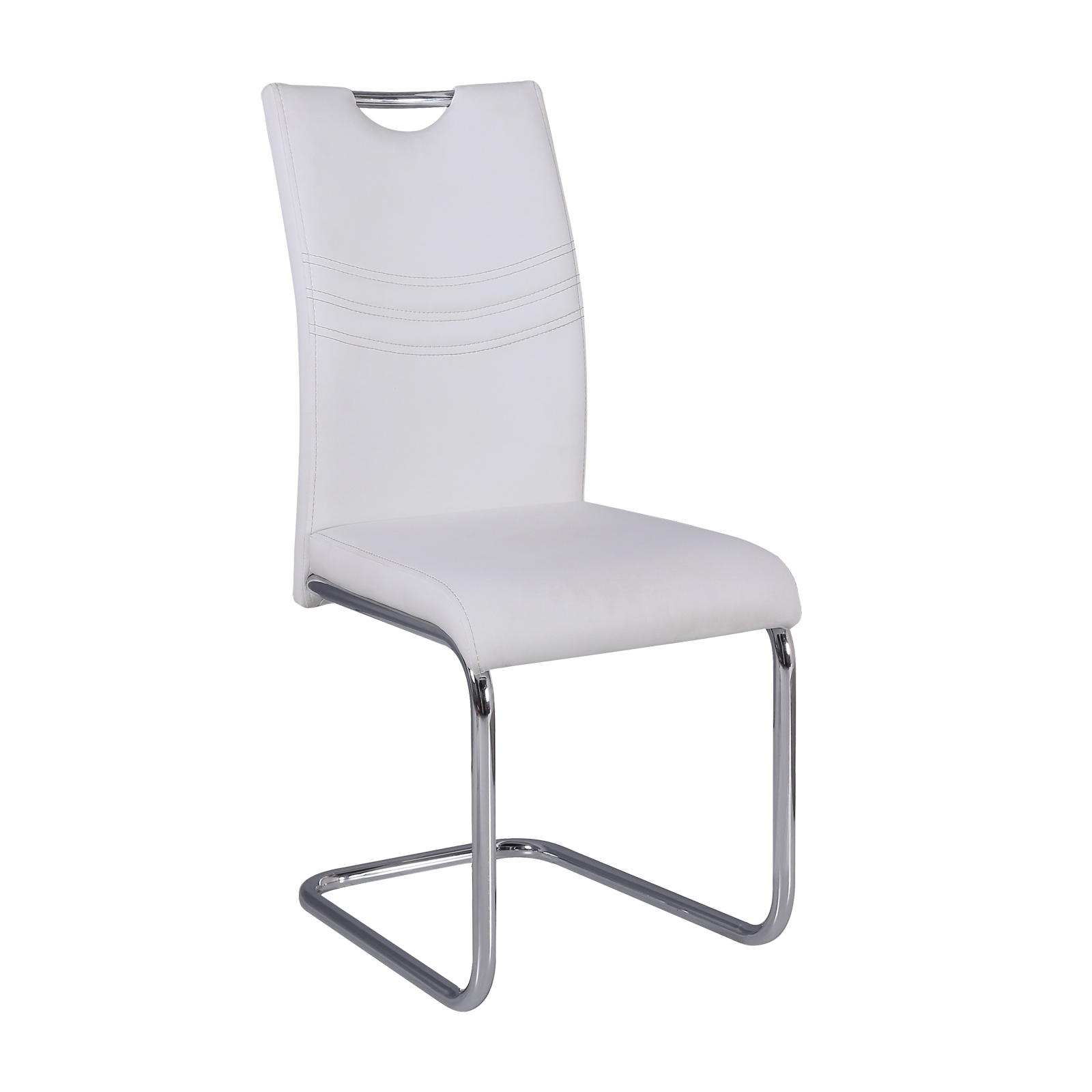 Καρέκλα Τραπεζαρίας Κουζίνας Μέταλλο Χρώμιο - PU Άσπρο 2