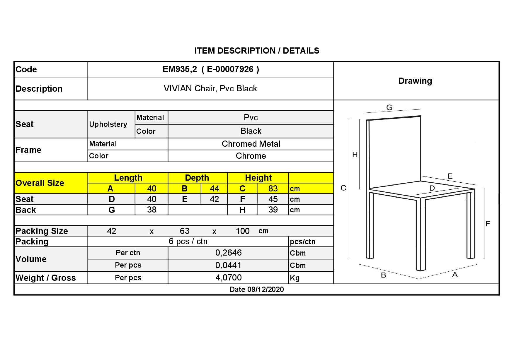 Καρέκλα Μέταλλο Χρώμιο / ΡVC Μαύρο 3