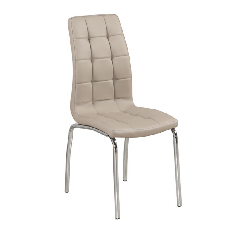 Καρέκλα Τραπεζαρίας Κουζίνας Μέταλλο Βαφή Χρώμιο PU Cappuccino 1