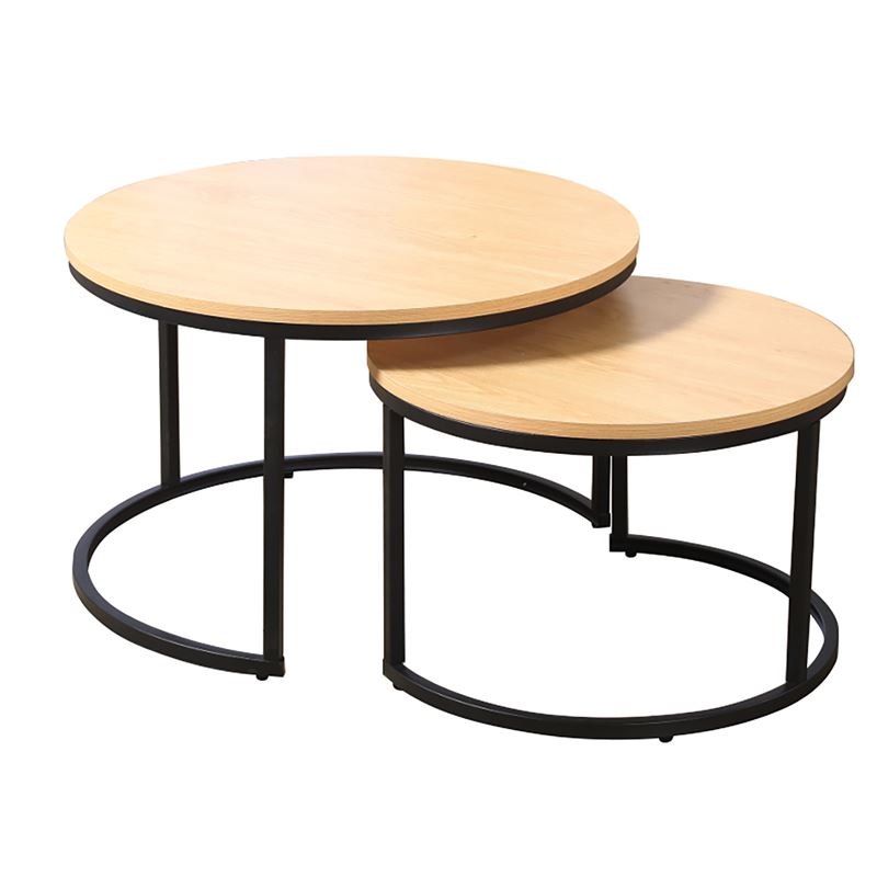 BOZZI Set-2 Τραπεζάκια Σαλονιού-Καθιστικού, Μέταλλο Βαφή Μαύρο, Απόχρωση Φυσικό 1