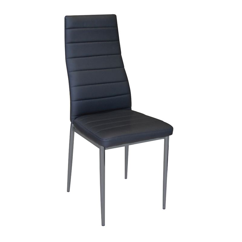 Καρέκλα Tραπεζαρίας Κουζίνας Μέταλλο Βαφή Γκρι / Pvc Μαύρο 1