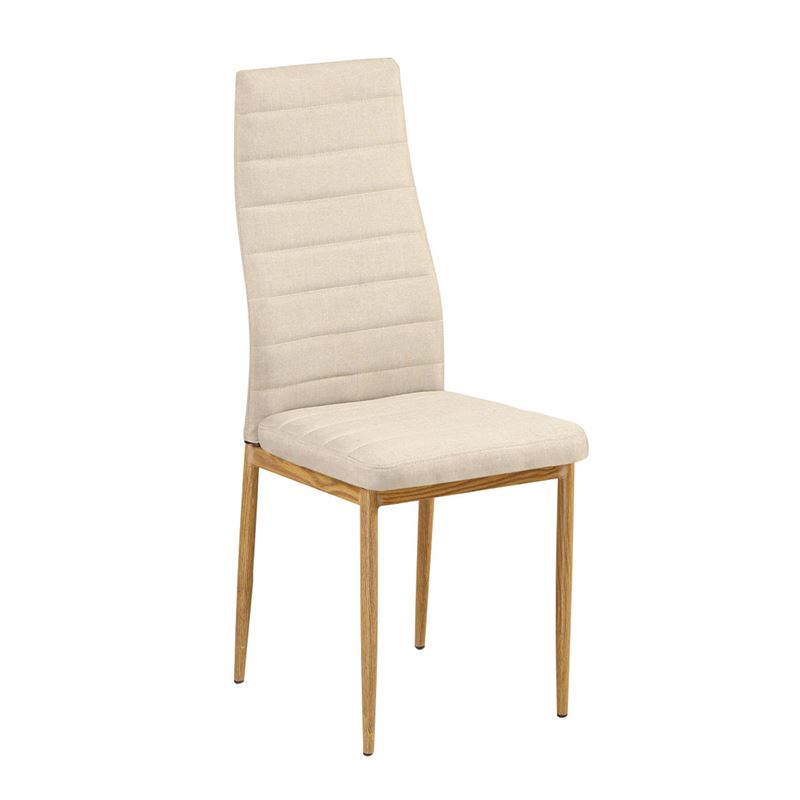 Καρέκλα Τραπεζαρίας Κουζίνας Μέταλλο Βαφή Φυσικό Ύφασμα Μπεζ 1