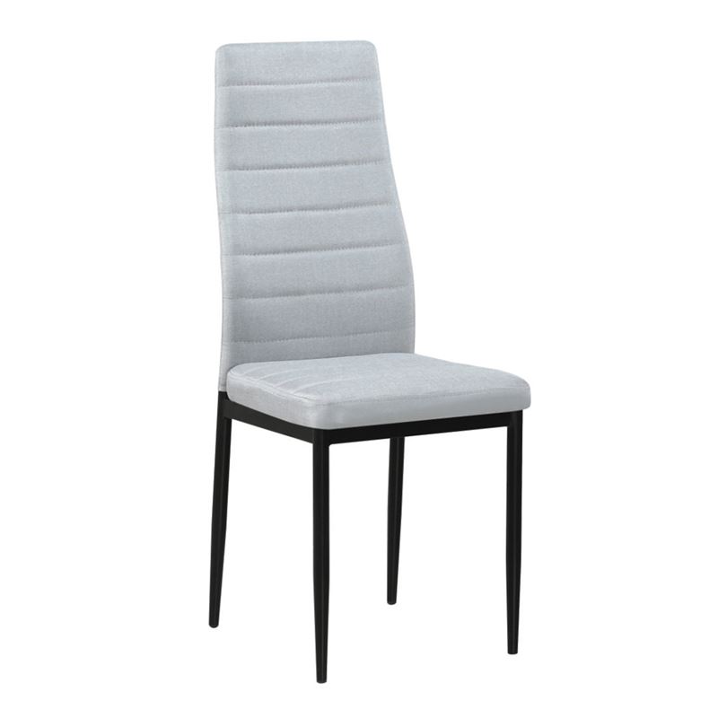 Kαρέκλα Τραπεζαρίας Κουζίνας Μέταλλο Βαφή Μαύρο / Ύφασμα Ανοιχτό Γκρι 1