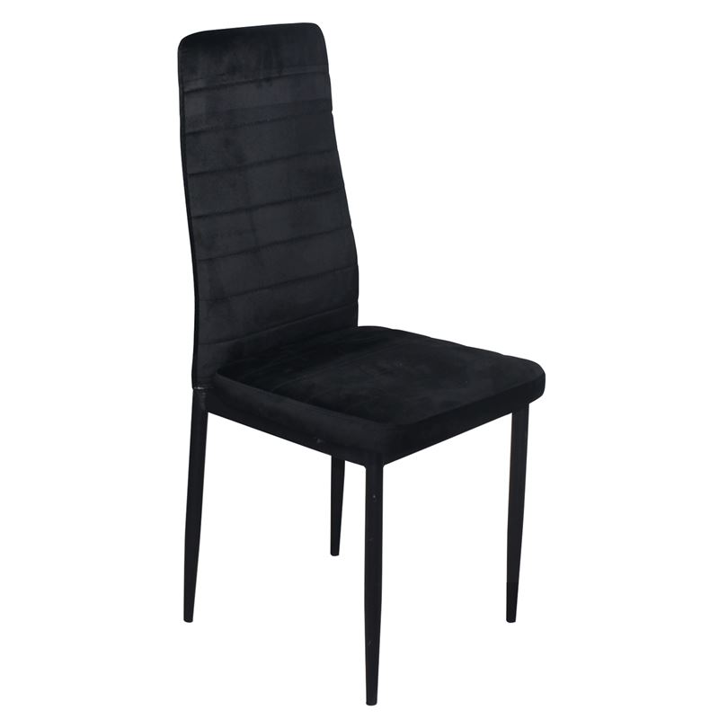 Καρέκλα Τραπεζαρίας Κουζίνας, Μέταλλο Βαφή Μαύρο Ύφασμα Velure Μαύρο (Συσκ.6) 1