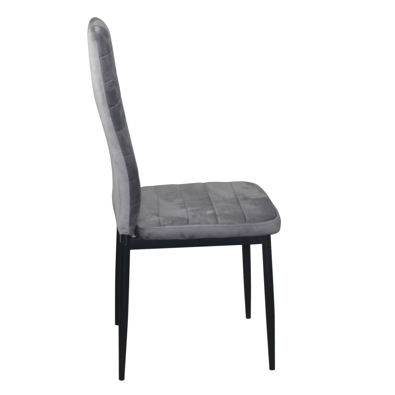 Καρέκλα Τραπεζαρίας Κουζίνας, Μέταλλο Βαφή Μαύρο Ύφασμα Velure Γκρι (Συσκ.6) 3