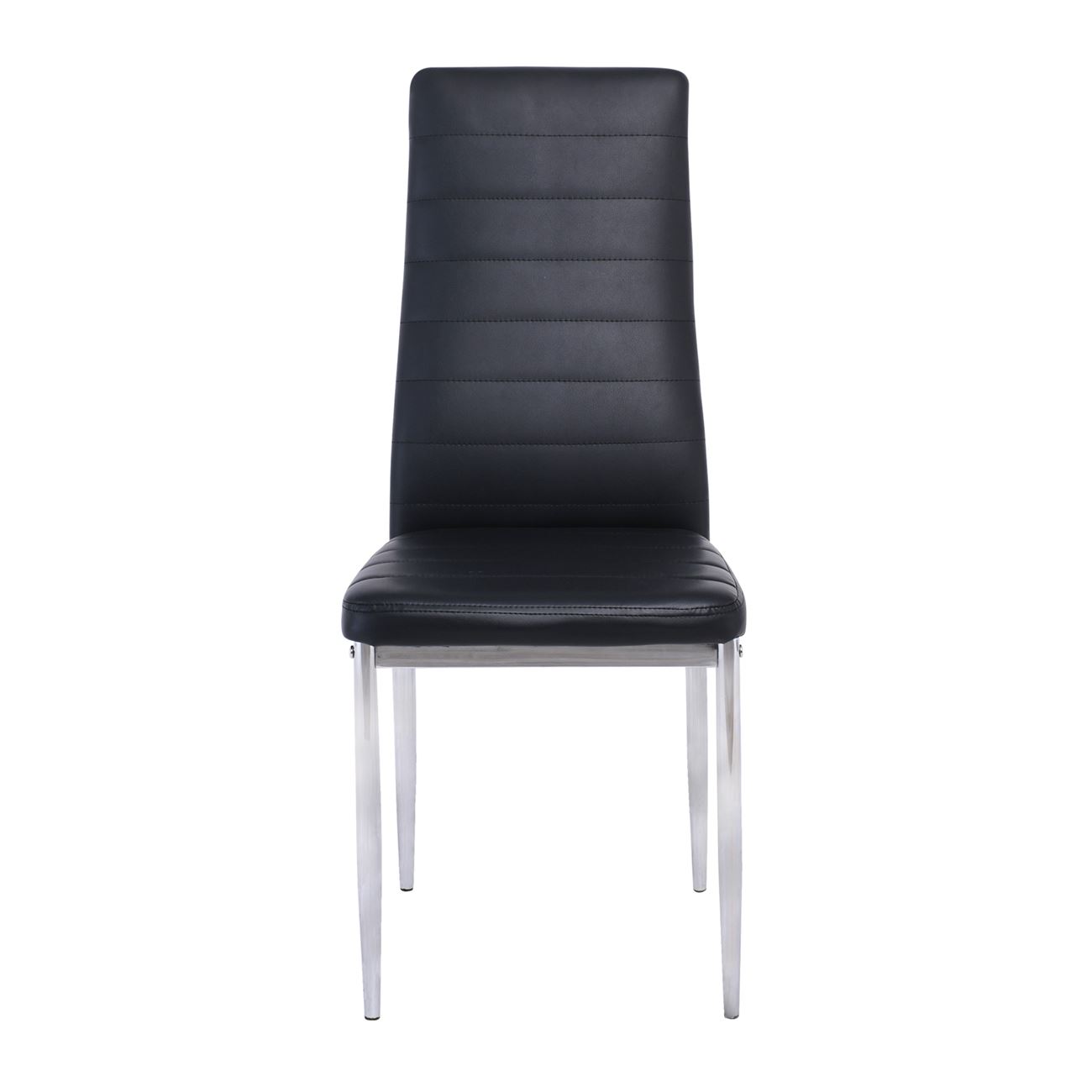 Καρέκλα Tραπεζαρίας - Κουζίνας, Μέταλλο Χρώμιο, Pvc Μαύρο, Full K/D - Συσκ.6 5