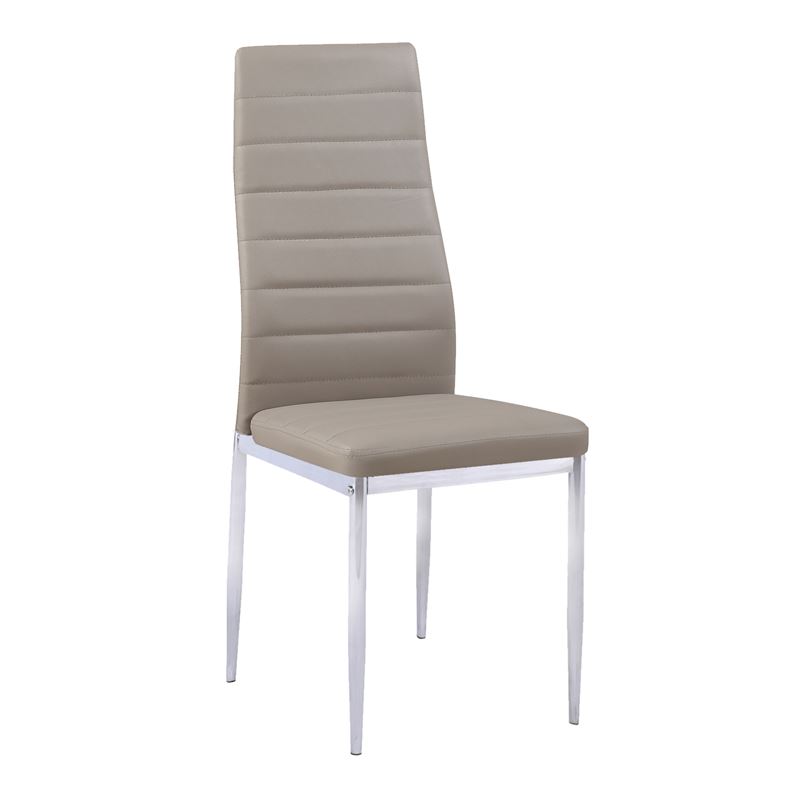 Καρέκλα Tραπεζαρίας - Κουζίνας, Μέταλλο Χρώμιο, Pvc Cappuccino Full K/D - Συσκ.4 1