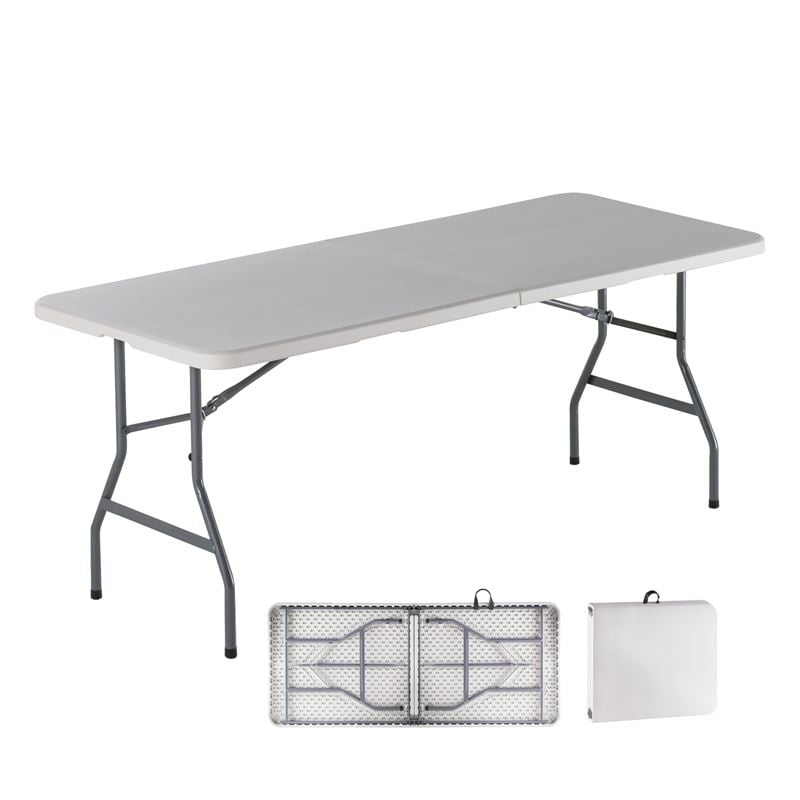 -W Τραπέζι  Συνεδρίου - Catering Πτυσσόμενο (Βαλίτσα), HDPE Άσπρο, Μέταλλο Βαφή Γκρι 1