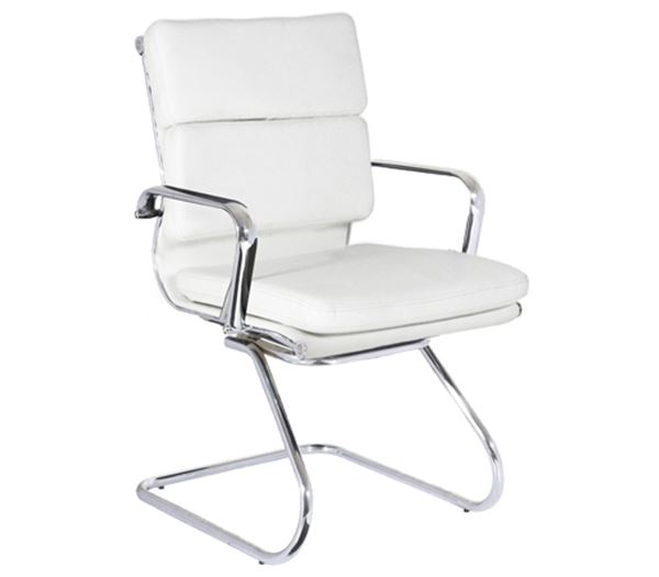 Πολυθρόνα Γραφείου Επισκέπτη Χρώμιο / PU Άσπρο 1