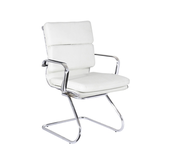 Πολυθρόνα Γραφείου Επισκέπτη Χρώμιο / PU Άσπρο 2