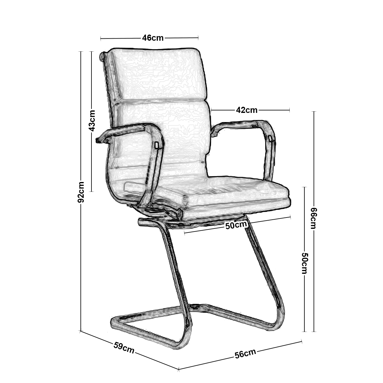 Πολυθρόνα Γραφείου Επισκέπτη Χρώμιο / PU Άσπρο 3