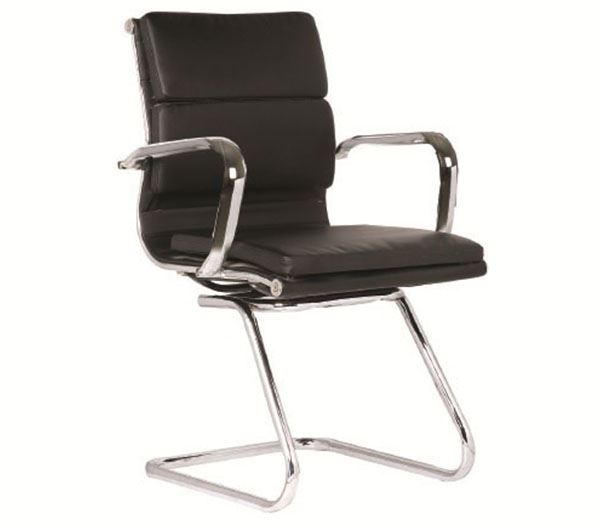 Πολυθρόνα Γραφείου Επισκέπτη Χρώμιο / PU Μαύρο 1