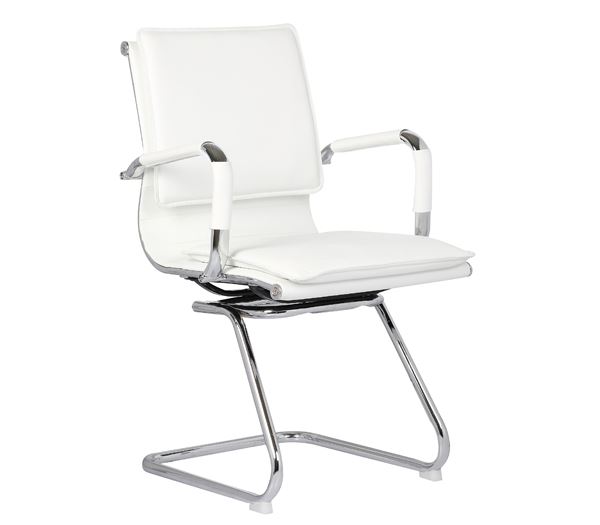 Πολυθρόνα Γραφείου Επισκέπτη Χρώμιο / PU Άσπρο 1