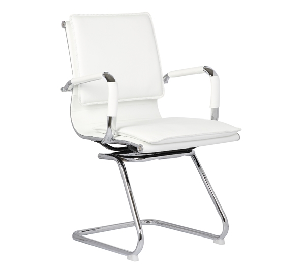 Πολυθρόνα Γραφείου Επισκέπτη Χρώμιο / PU Άσπρο 2