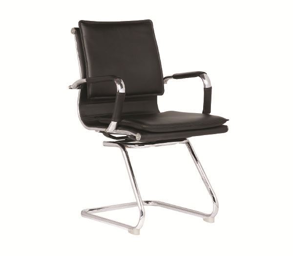 Πολυθρόνα Γραφείου Επισκέπτη Χρώμιο / PU Μαύρο 1