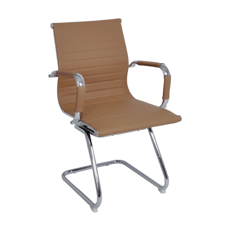 Πολυθρόνα Γραφείου Επισκέπτη / Χρώμιο - PU Μπεζ 1