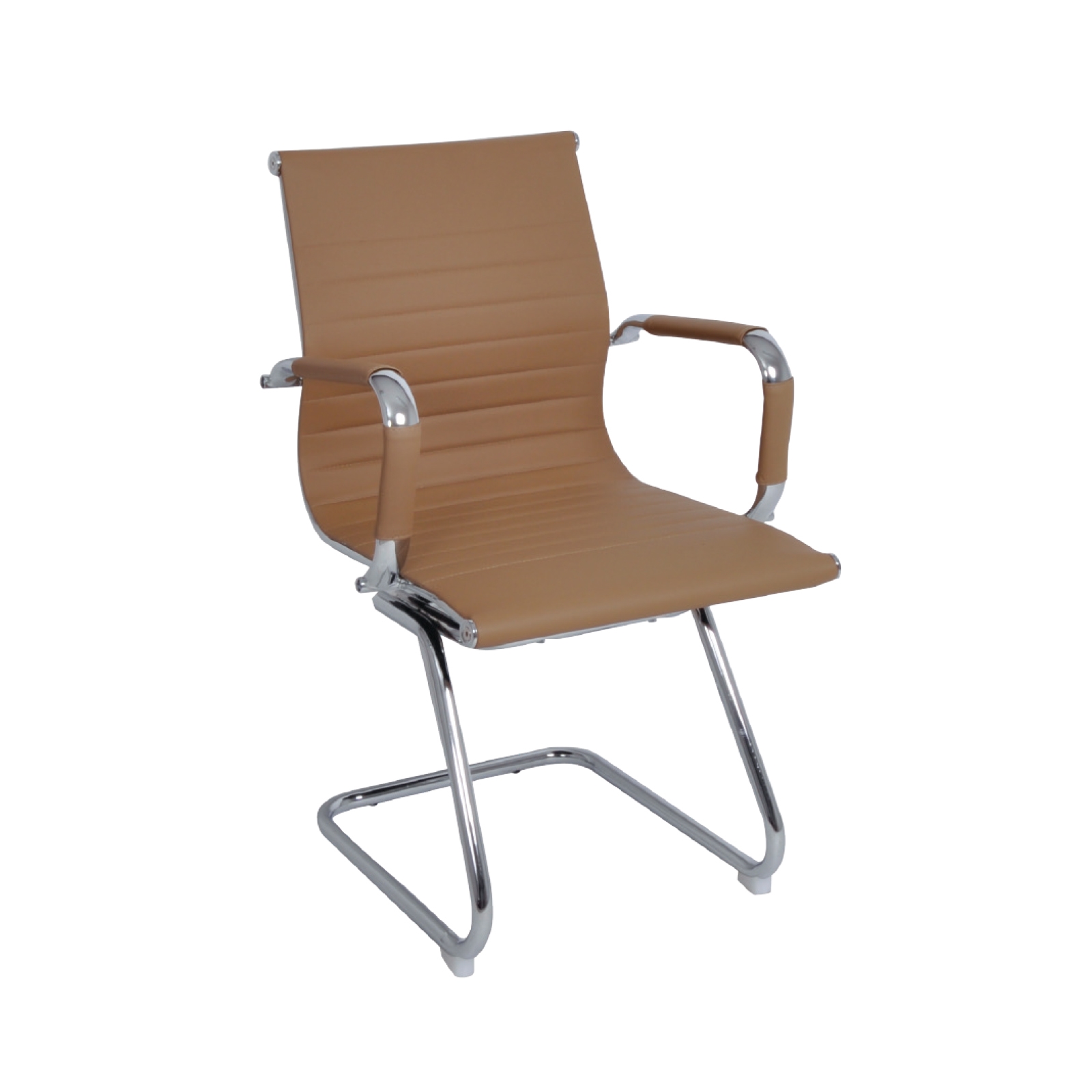 Πολυθρόνα Γραφείου Επισκέπτη / Χρώμιο - PU Μπεζ 2