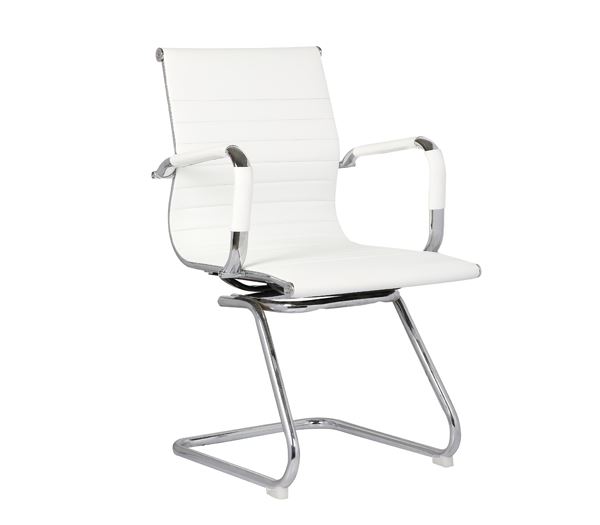 Πολυθρόνα Γραφείου Επισκέπτη / Χρώμιο - PU Άσπρο 1