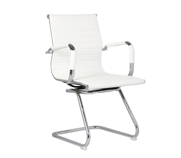 Πολυθρόνα Γραφείου Επισκέπτη / Χρώμιο - PU Άσπρο 2
