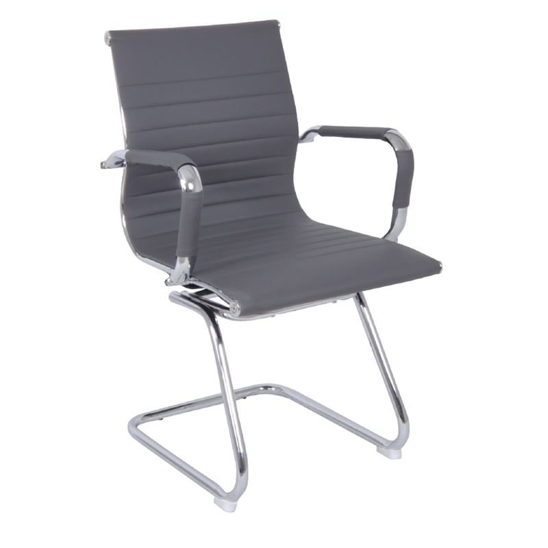 Πολυθρόνα Γραφείου Επισκέπτη / Χρώμιο - PU Γκρι 1
