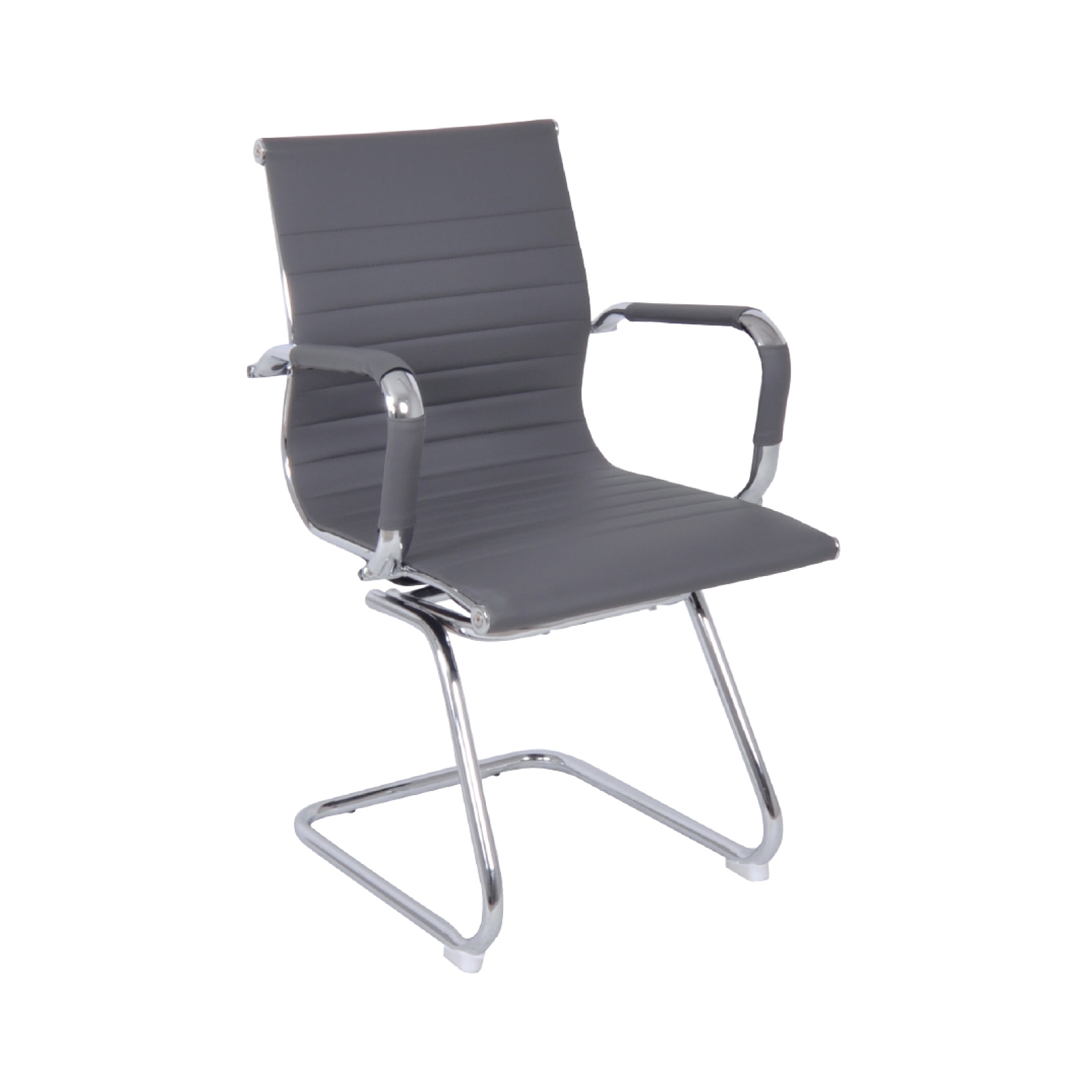 Πολυθρόνα Γραφείου Επισκέπτη / Χρώμιο - PU Γκρι 2