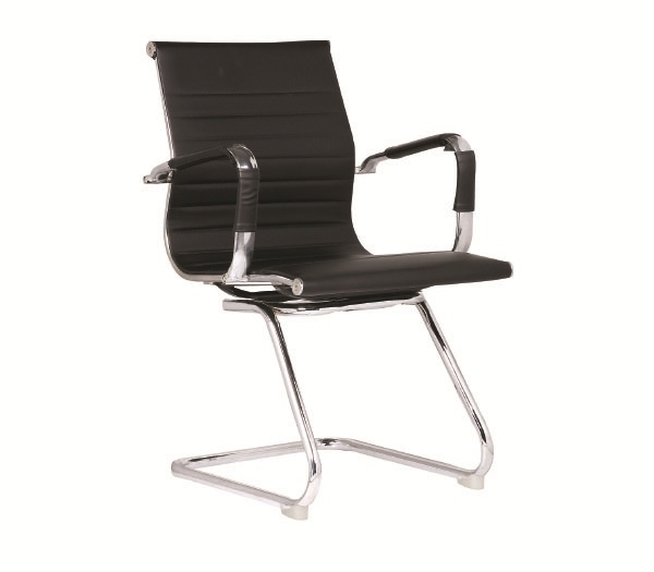 Πολυθρόνα Γραφείου Επισκέπτη / Χρώμιο - PU Μαύρο 2