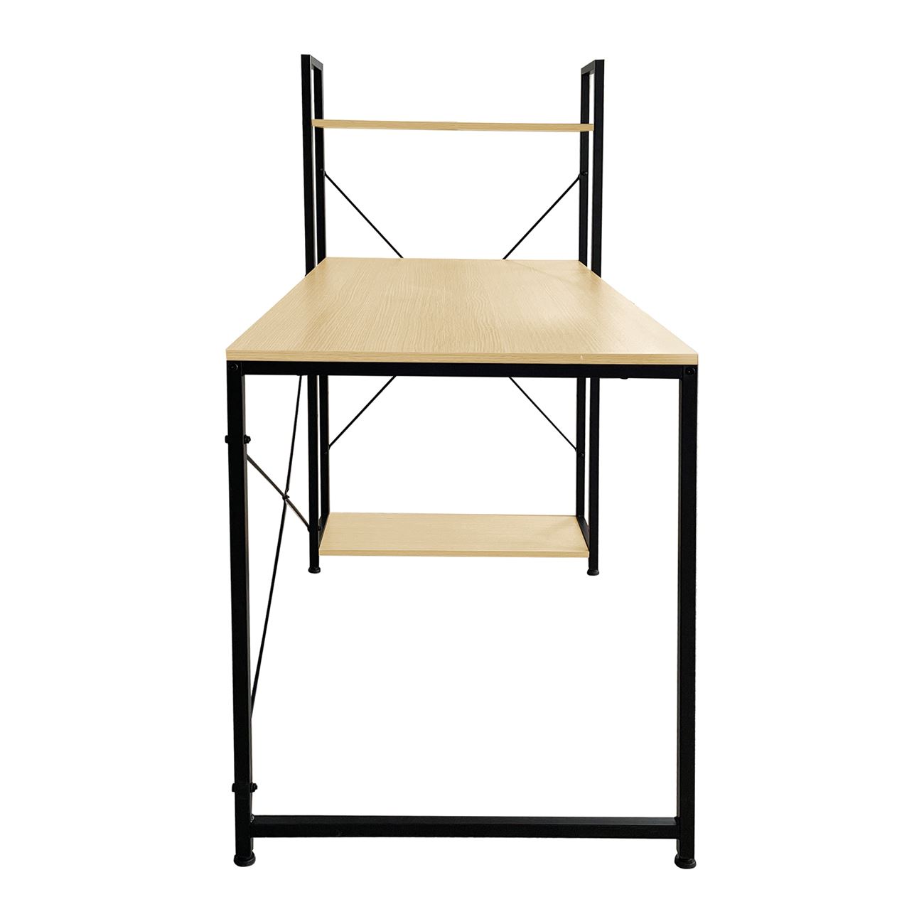 ΓΡΑΦΕΙΟ Η/Υ με 4 Ράφια Μέταλλο Βαφή Μαύρο, Melamine Beech 5