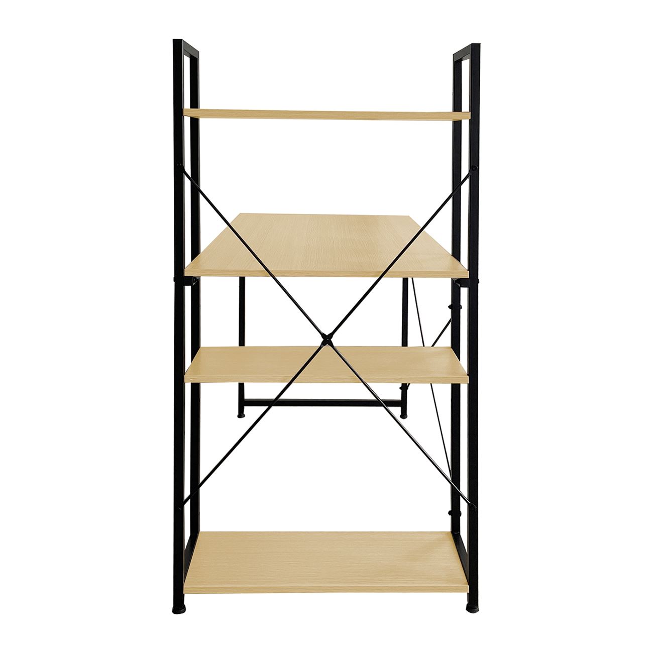 ΓΡΑΦΕΙΟ Η/Υ με 4 Ράφια Μέταλλο Βαφή Μαύρο, Melamine Beech 6