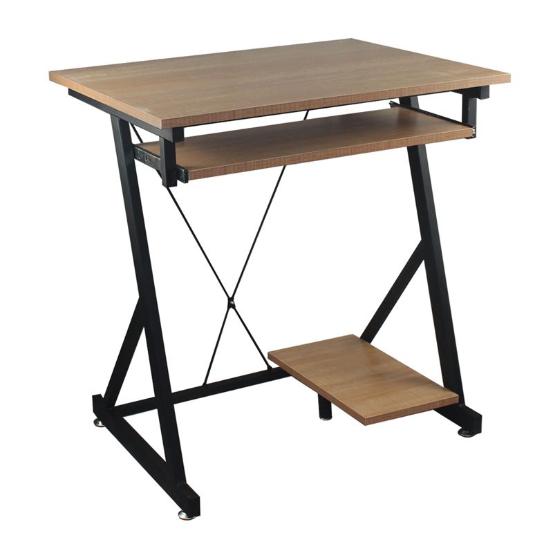 Γραφείο Η/Υ Μέταλλο Βαφή Μαύρο, Melamine Απόχρωση Sonoma 1