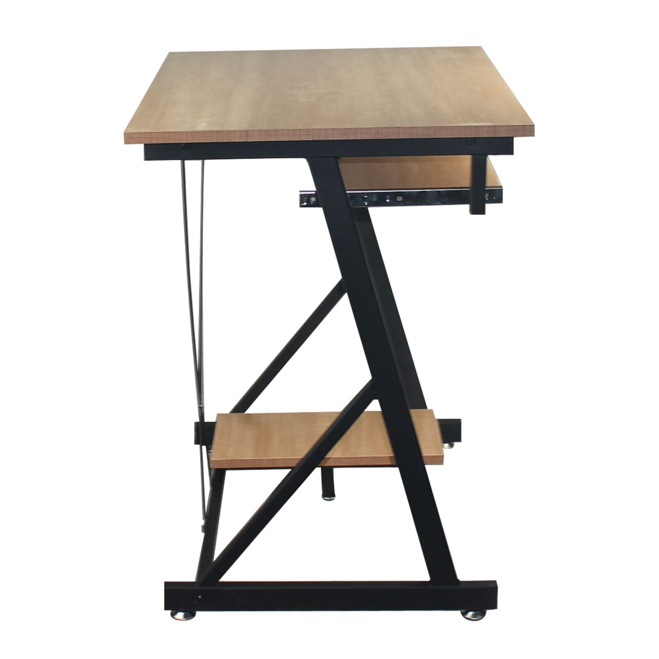 Γραφείο Η/Υ Μέταλλο Βαφή Μαύρο, Melamine Απόχρωση Sonoma 3