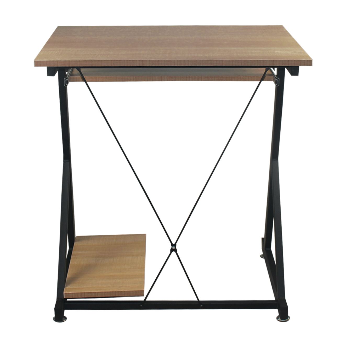 Γραφείο Η/Υ Μέταλλο Βαφή Μαύρο, Melamine Απόχρωση Sonoma 4