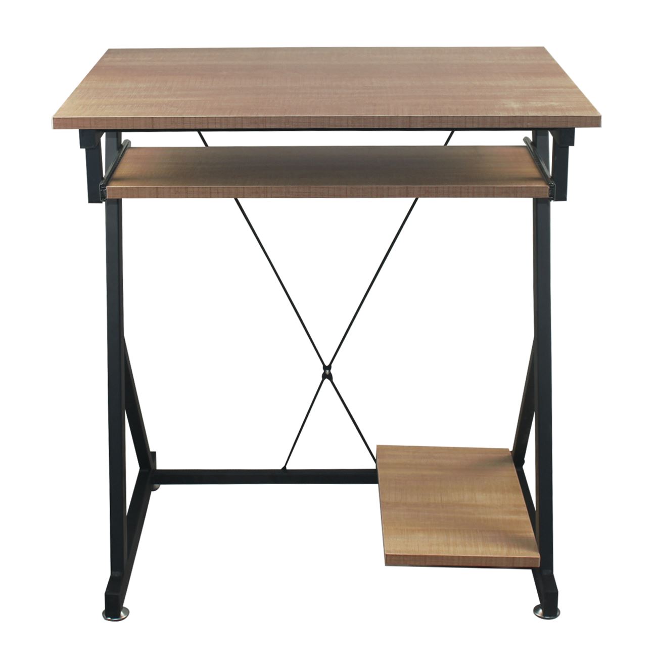 Γραφείο Η/Υ Μέταλλο Βαφή Μαύρο, Melamine Απόχρωση Sonoma 5