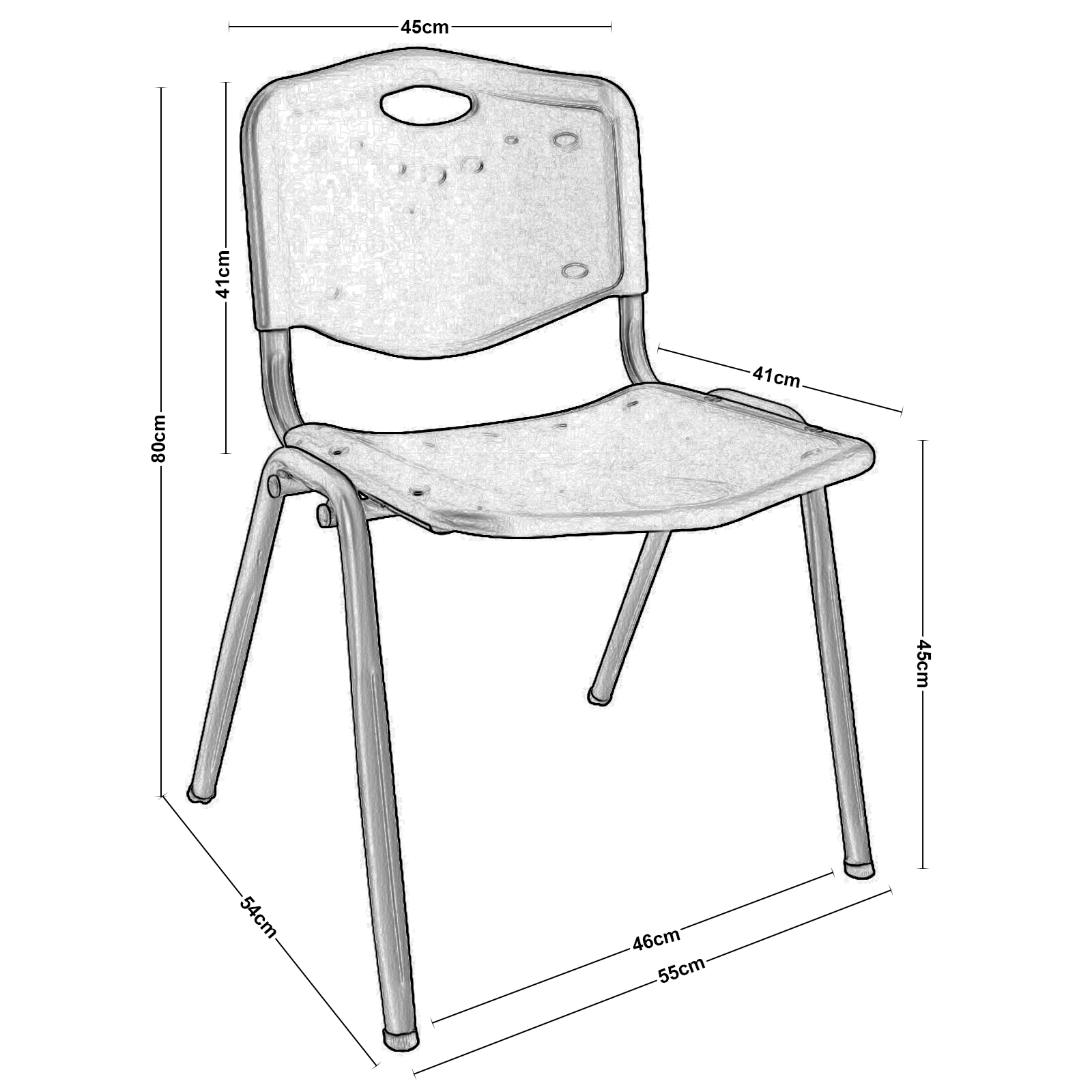 Καρέκλα Στοιβαζόμενη Μέταλλο Βαφή Silver / PP Μαύρο 3