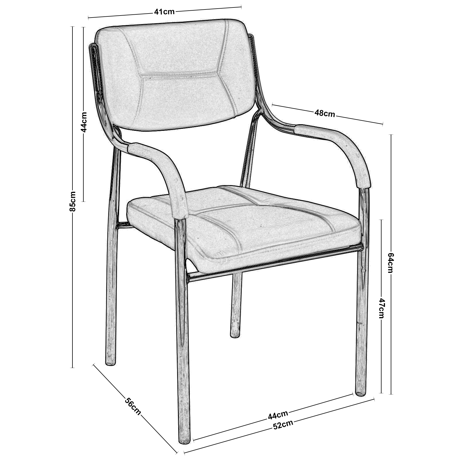 Πολυθρόνα Γραφείου Επισκέπτη Χρώμιο - Pu Μαύρο 3