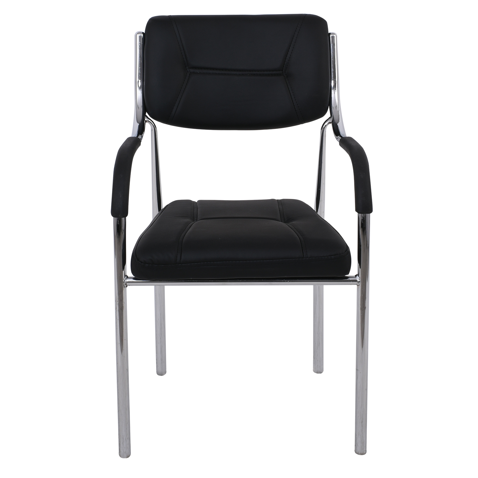 Πολυθρόνα Γραφείου Επισκέπτη Χρώμιο - Pu Μαύρο 4