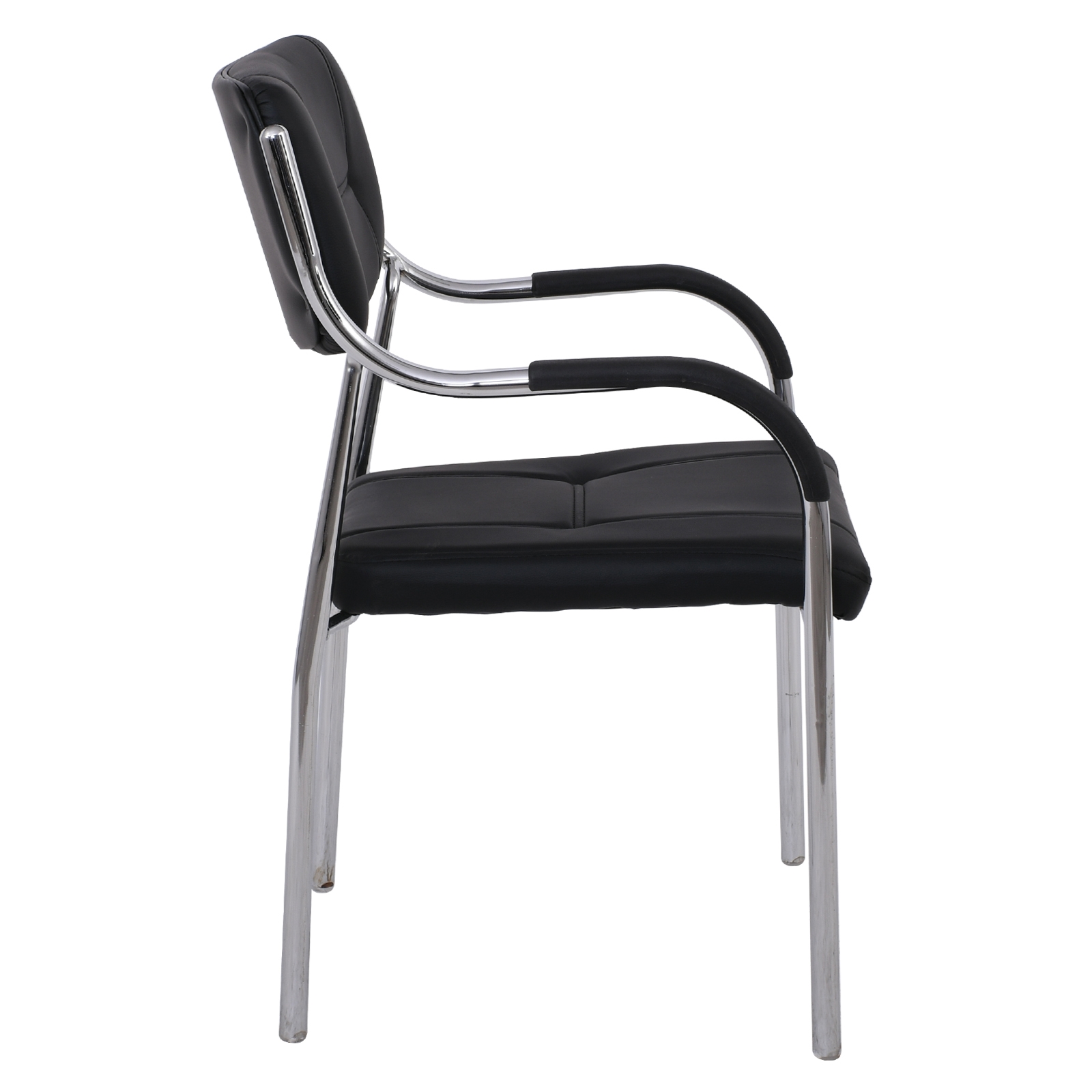 Πολυθρόνα Γραφείου Επισκέπτη Χρώμιο - Pu Μαύρο 5