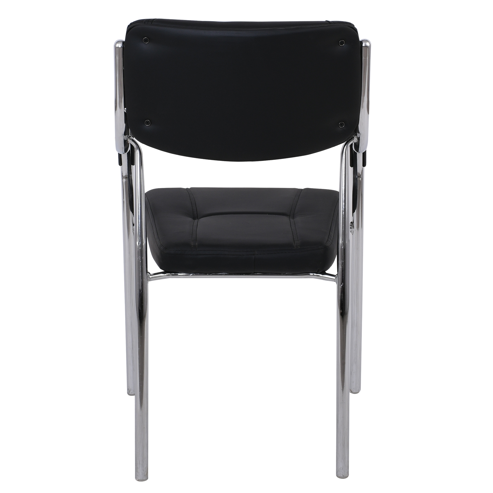 Πολυθρόνα Γραφείου Επισκέπτη Χρώμιο - Pu Μαύρο 7