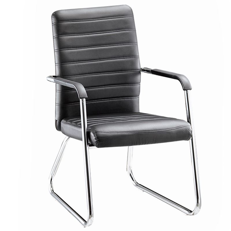 Πολυθρόνα Γραφείου Επισκέπτη Χρώμιο - Pu Μαύρο 1
