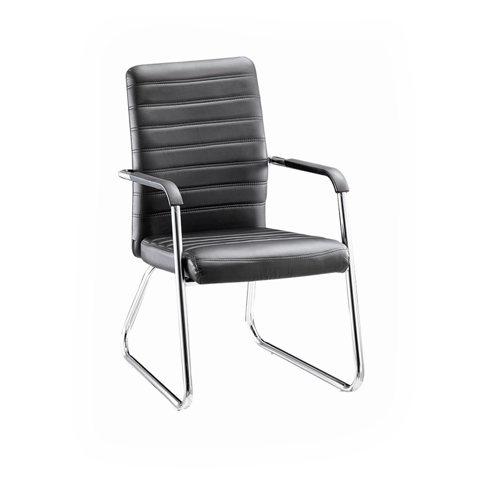 Πολυθρόνα Γραφείου Επισκέπτη Χρώμιο - Pu Μαύρο 2