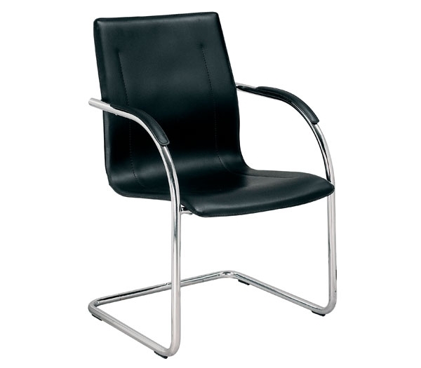 Πολυθρόνα Γραφείου Επισκέπτη Χρώμιο / PVC Μαύρο 2