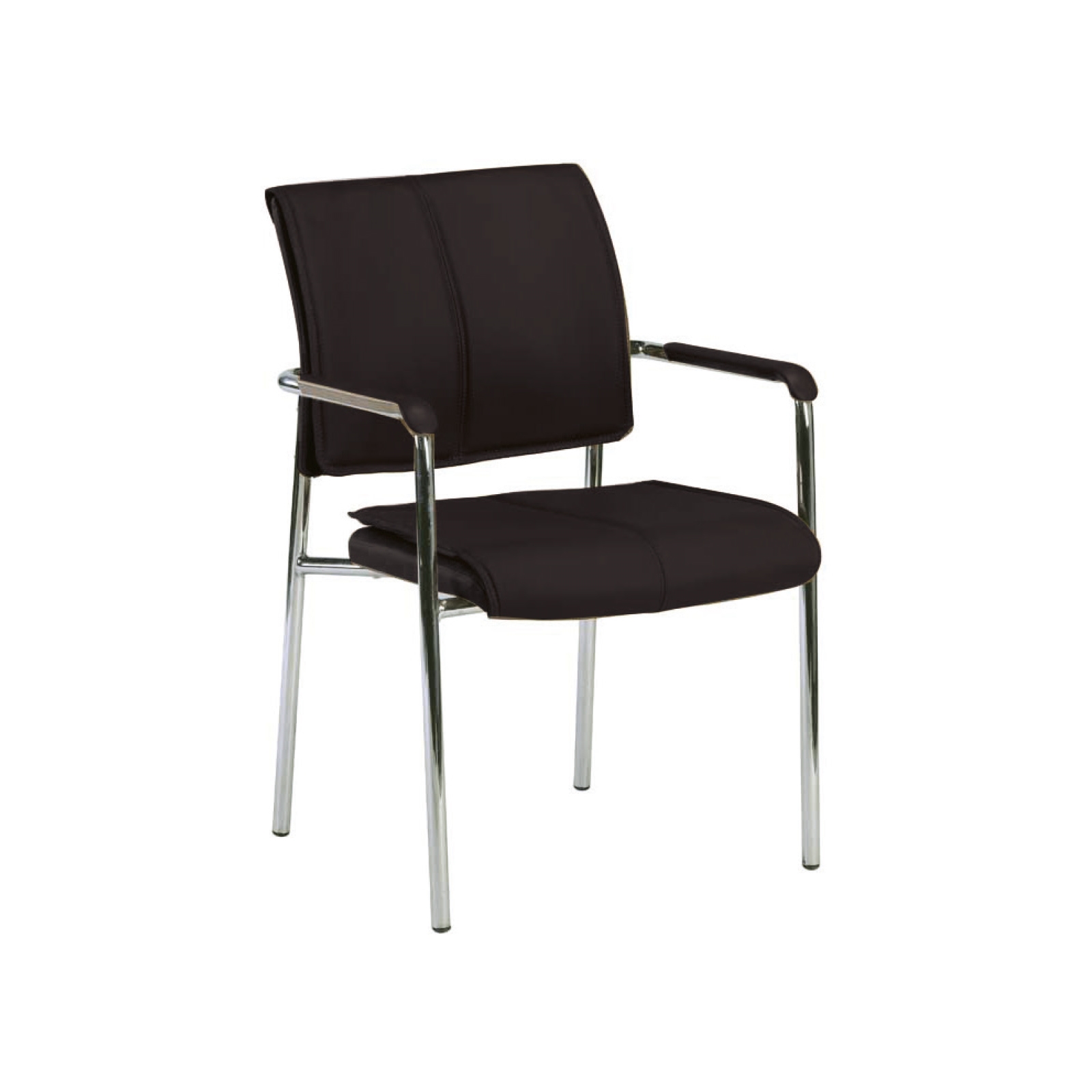 Πολυθρόνα Γραφείου Επισκέπτη Χρώμιο - PU Μαύρο 2