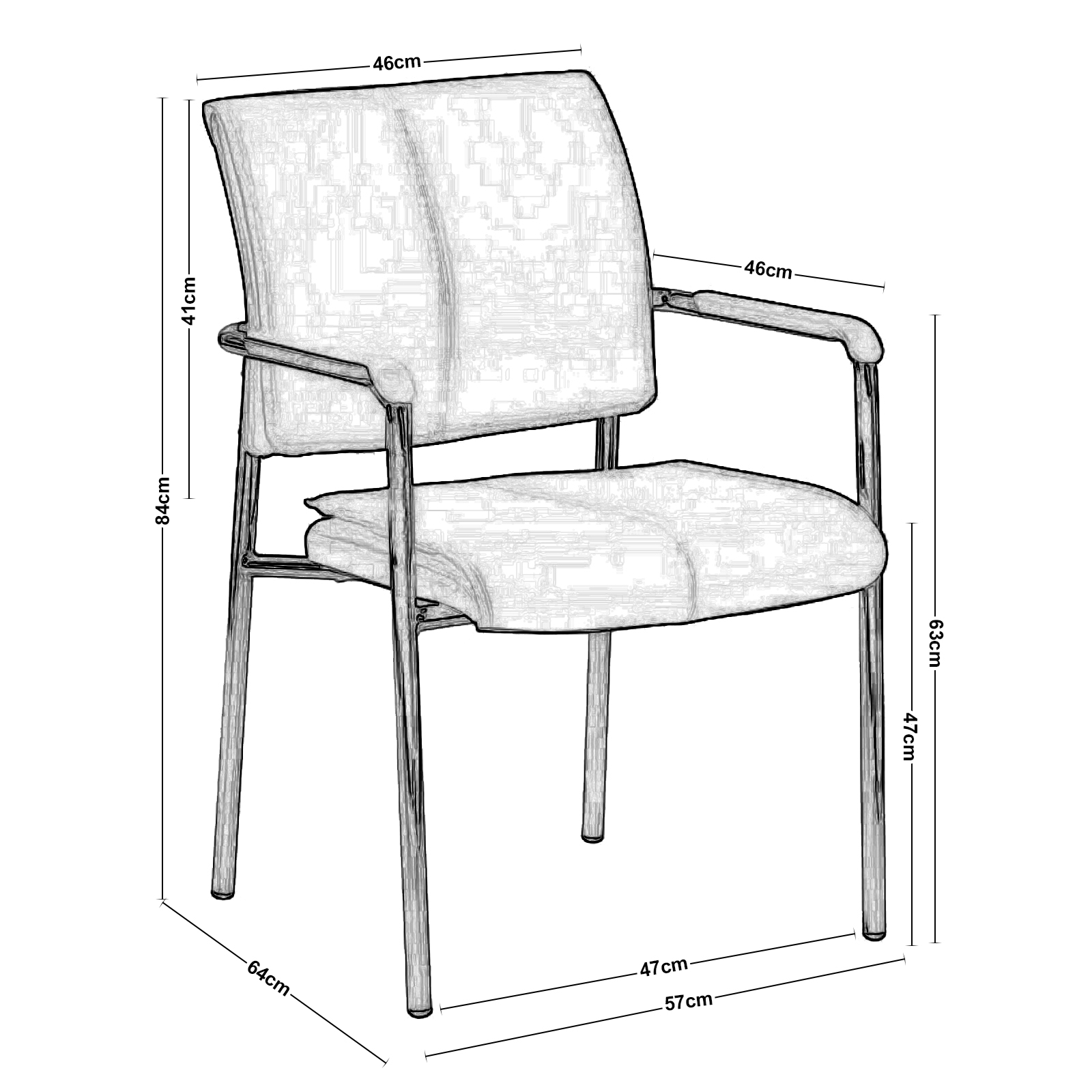 Πολυθρόνα Γραφείου Επισκέπτη Χρώμιο - PU Μαύρο 3