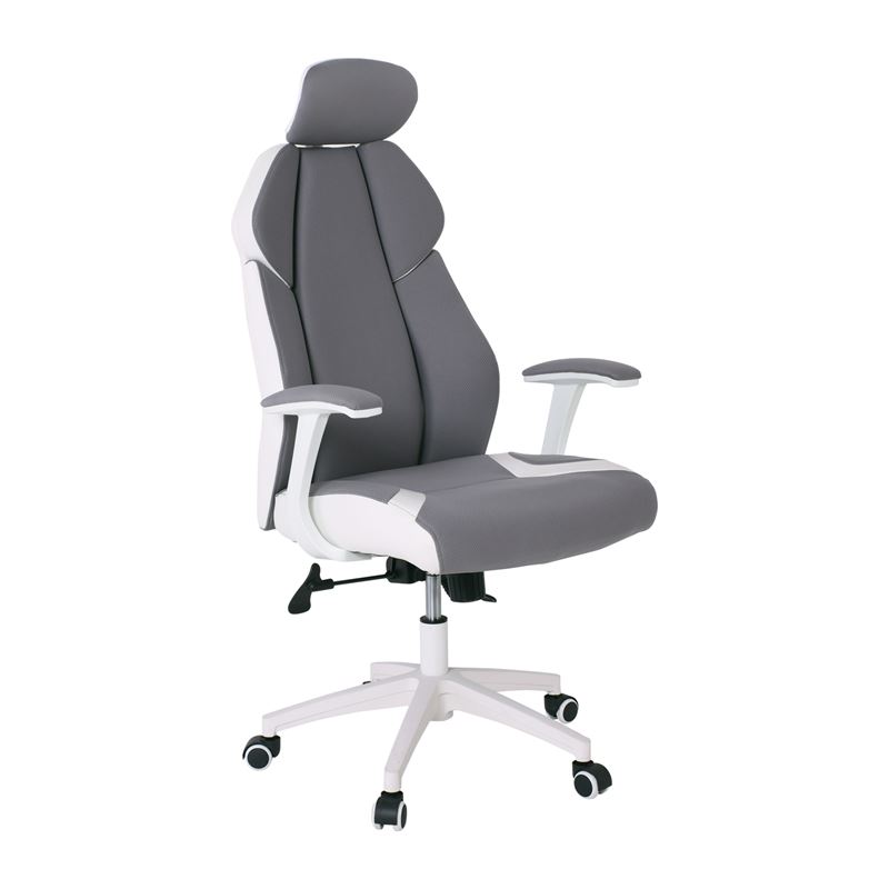 Πολυθρόνα Γραφείου Διευθυντή Microfiber Γκρι / PU Άσπρο 1