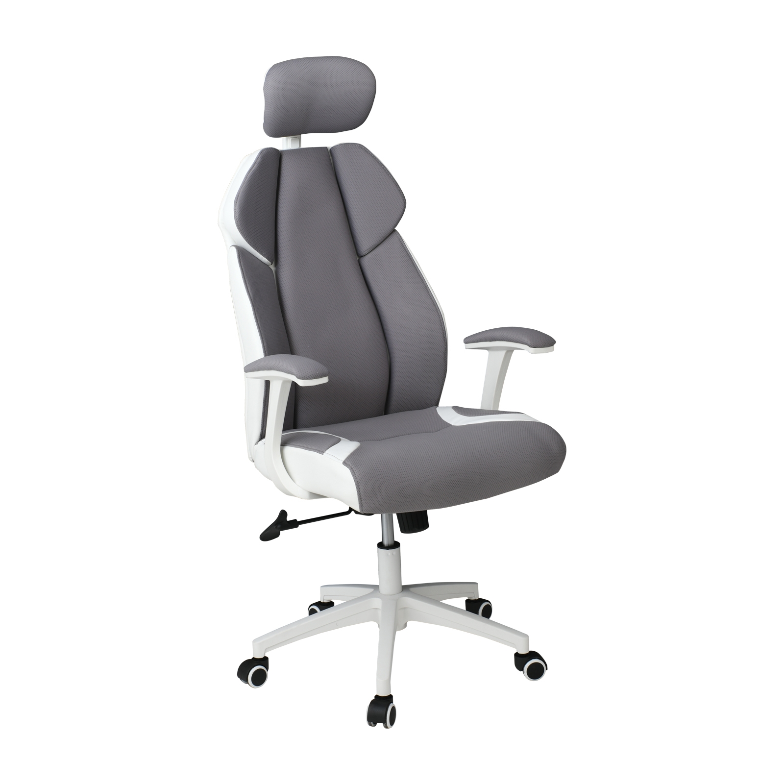Πολυθρόνα Γραφείου Διευθυντή Microfiber Γκρι / PU Άσπρο 2
