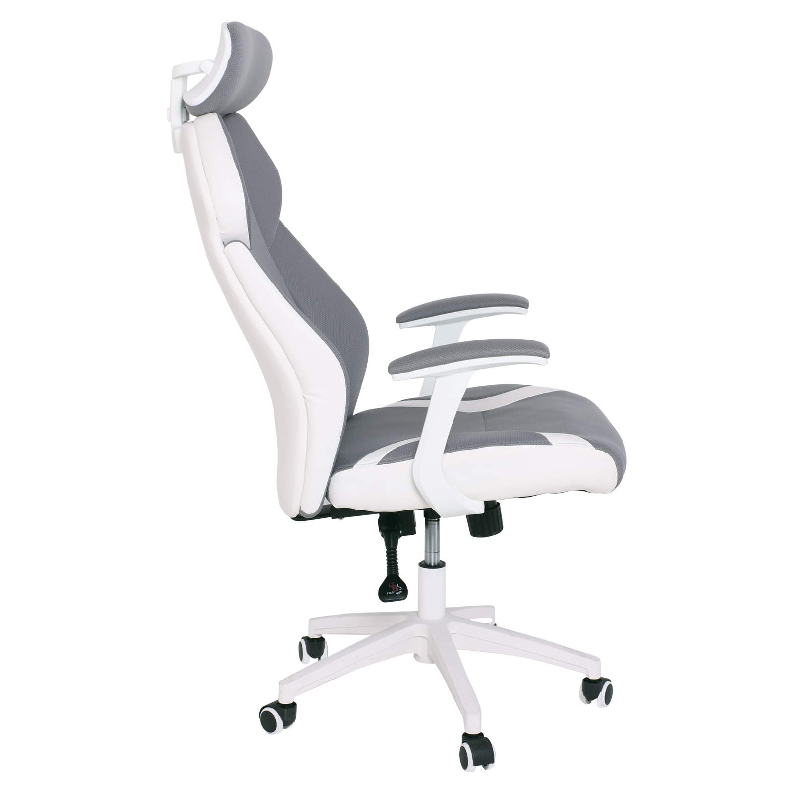 Πολυθρόνα Γραφείου Διευθυντή Microfiber Γκρι / PU Άσπρο 4